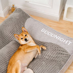 Orthopaedic dog bed large with memory foam, raised headrest and washable velvet cover
