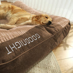 Orthopaedic dog bed large with memory foam, raised headrest and washable velvet cover