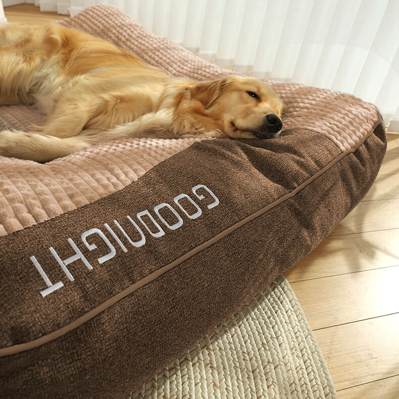 Orthopaedic dog bed large with memory foam, raised headrest and washable velvet cover