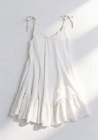 Mini Dress Women Oversized Open Back Flared Ruffle Hem Boho