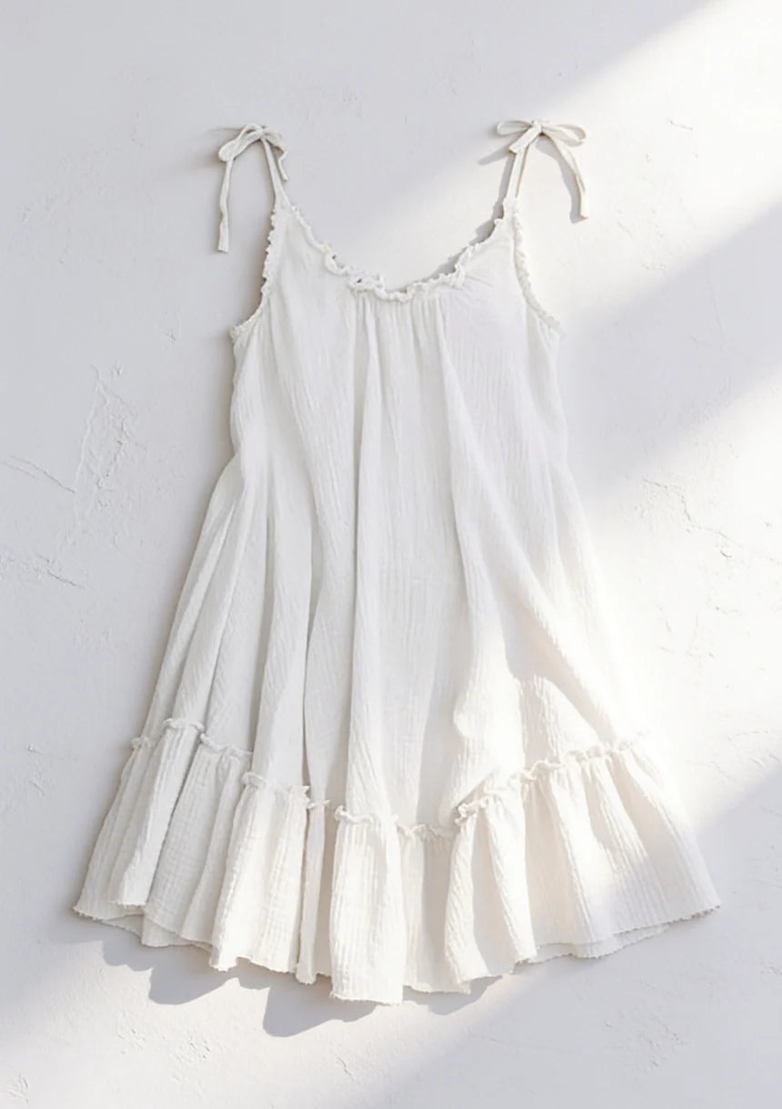 Mini Dress Women Oversized Open Back Flared Ruffle Hem Boho