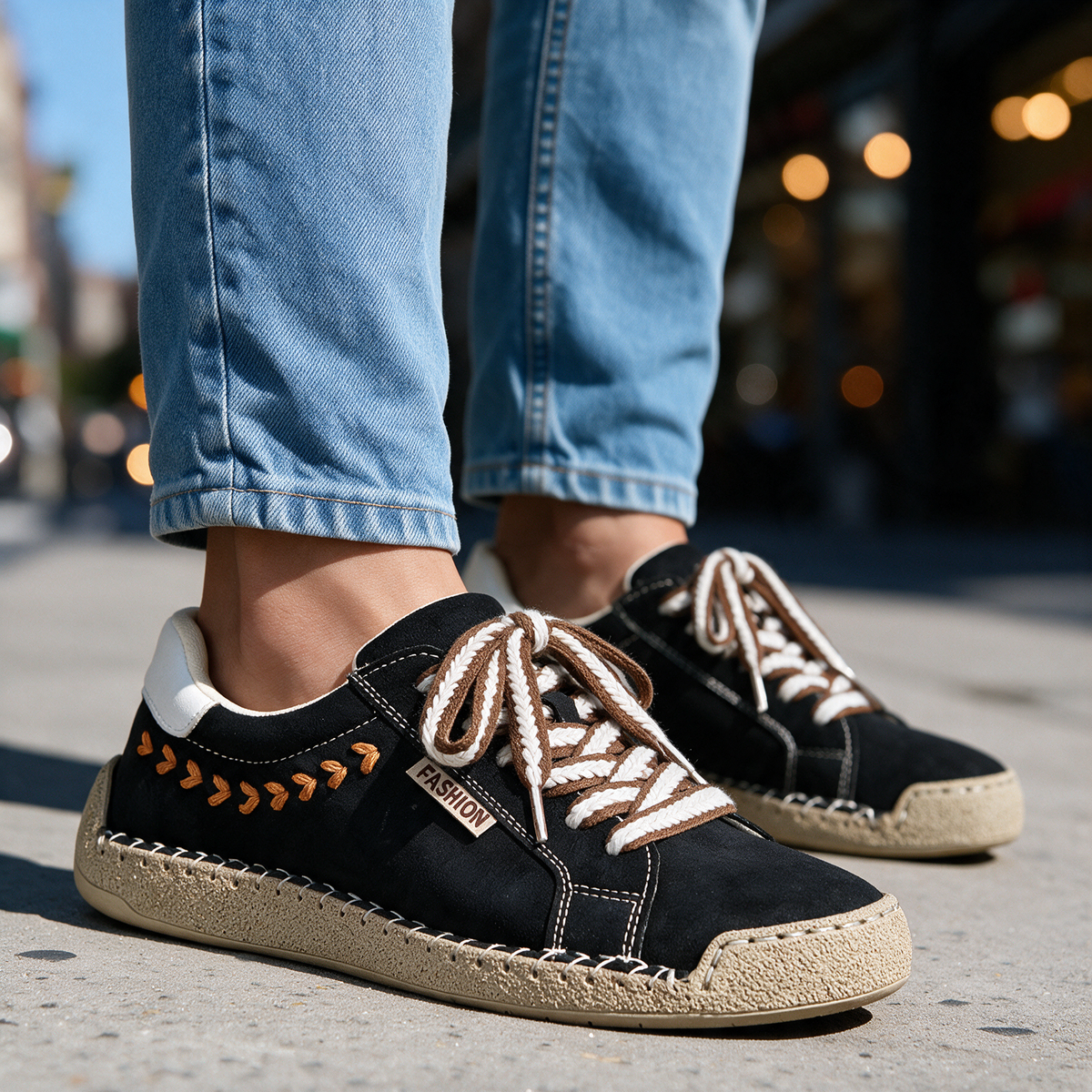 Orthopedic Shoes Women Suede Sneakers Cushioned Insole Fall Round Toe
