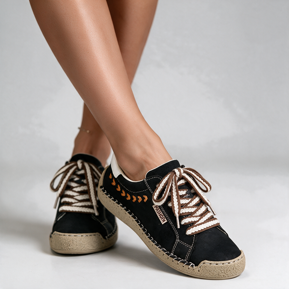 Orthopedic Shoes Women Suede Sneakers Cushioned Insole Fall Round Toe