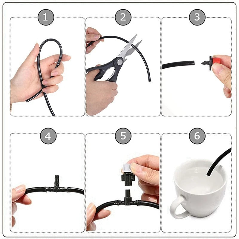Automatic drip irrigation system with adjustable sprinklers and optional timer