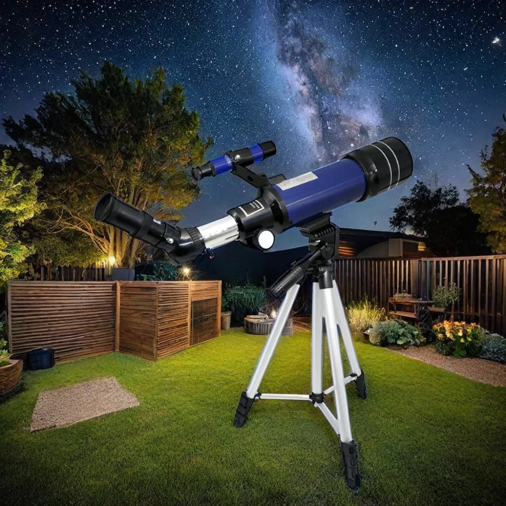 Beginner refractor telescope 70mm aperture with aluminum tripod and accessories