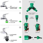 Automatic drip irrigation system with adjustable sprinklers and optional timer