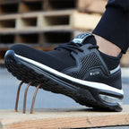 Women steel toe safety shoes orthopedic sneakers non-slip dark grey black