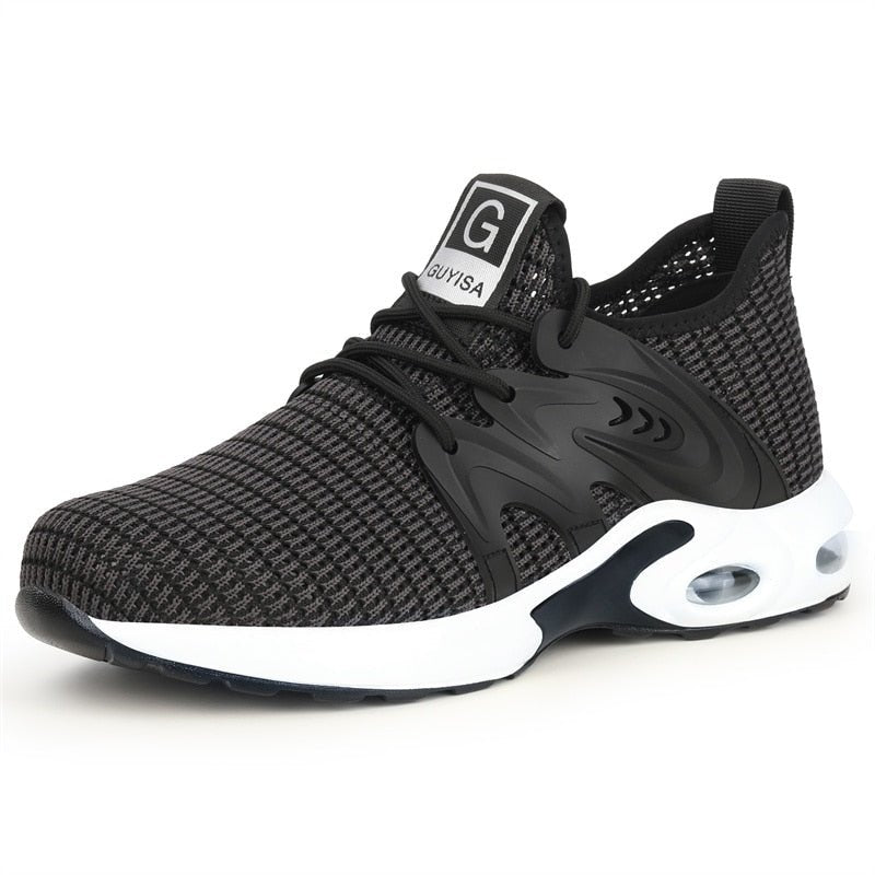 Women steel toe safety shoes orthopedic sneakers non-slip dark grey black