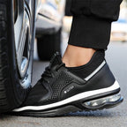 Women steel toe safety shoes orthopedic sneakers non-slip dark grey black