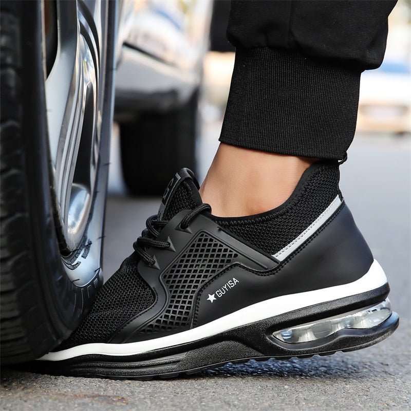 Women steel toe safety shoes orthopedic sneakers non-slip dark grey black