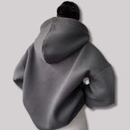 Women oversized pullover hoodie with notch neck and drop shoulder design