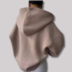 Women oversized pullover hoodie with notch neck and drop shoulder design
