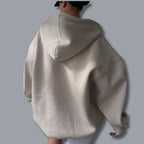 Women oversized pullover hoodie with notch neck and drop shoulder design