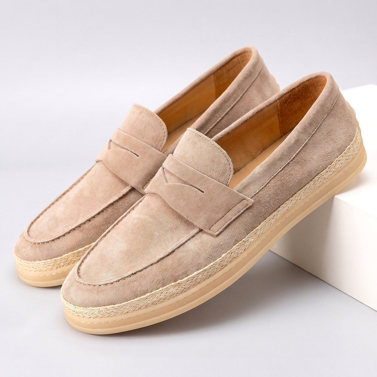 Womens Espadrilles Lightweight Flat Penny Strap Woven Sole Shoes