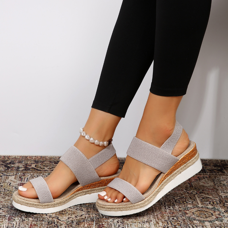 Women platform sandals with elastic straps in multiple colours