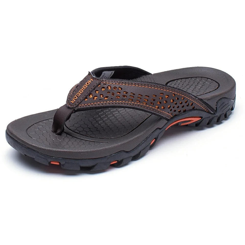 Men's flip flops with arch support, wide platform non-slip rubber sole, athletic sandal