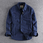 Men's utility shirt slim fit casual, available in Military Green, Khaki and Marine Blue
