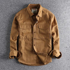 Men's utility shirt slim fit casual, available in Military Green, Khaki and Marine Blue