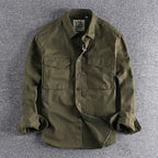 Men's utility shirt slim fit casual, available in Military Green, Khaki and Marine Blue