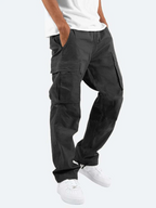 Men cargo trousers relaxed fit with utility flap pockets