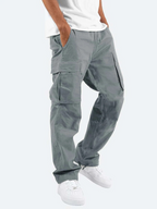 Men cargo trousers relaxed fit with utility flap pockets