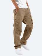 Men cargo trousers relaxed fit with utility flap pockets