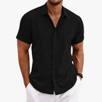 Linen Shirt Men Casual Linen Blend Short Sleeve Button Up