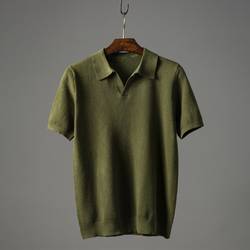 Men structured short sleeve polo shirt classic collar