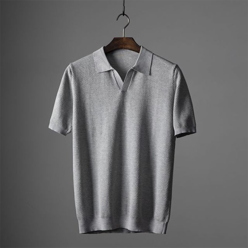 Men structured short sleeve polo shirt classic collar