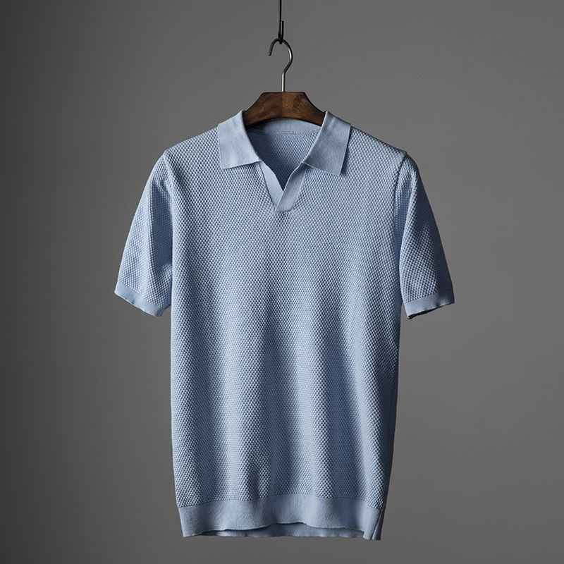 Men structured short sleeve polo shirt classic collar