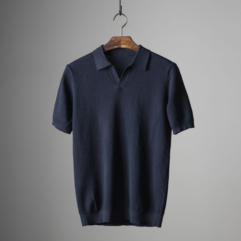 Men structured short sleeve polo shirt classic collar