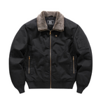 Men zip up collar bomber jacket structured silhouette casual wear