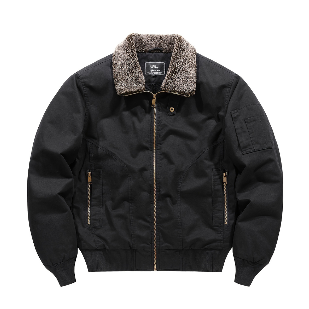 Men zip up collar bomber jacket structured silhouette casual wear