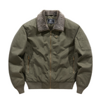 Men zip up collar bomber jacket structured silhouette casual wear