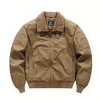 Men zip up collar bomber jacket structured silhouette casual wear
