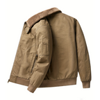 Men zip up collar bomber jacket structured silhouette casual wear