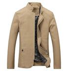 Men slim fit lightweight zip up jacket with band collar and side pockets