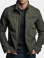 Men heritage field jacket olive green relaxed fit with multiple pockets