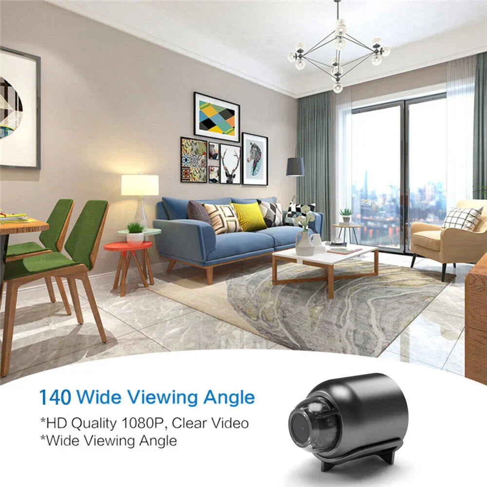 Mini Security Camera WiFi 1080P Night Vision Motion Alerts Home