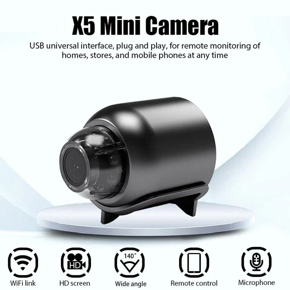 Mini Security Camera WiFi 1080P Night Vision Motion Alerts Home