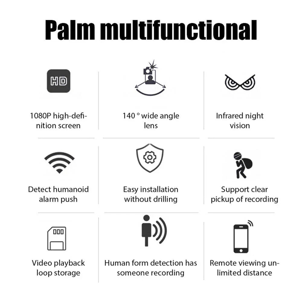 Mini Security Camera WiFi 1080P Night Vision Motion Alerts Home