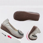 Women floral appliqué slip-on loafers with layered blooms and hand-stitched edging
