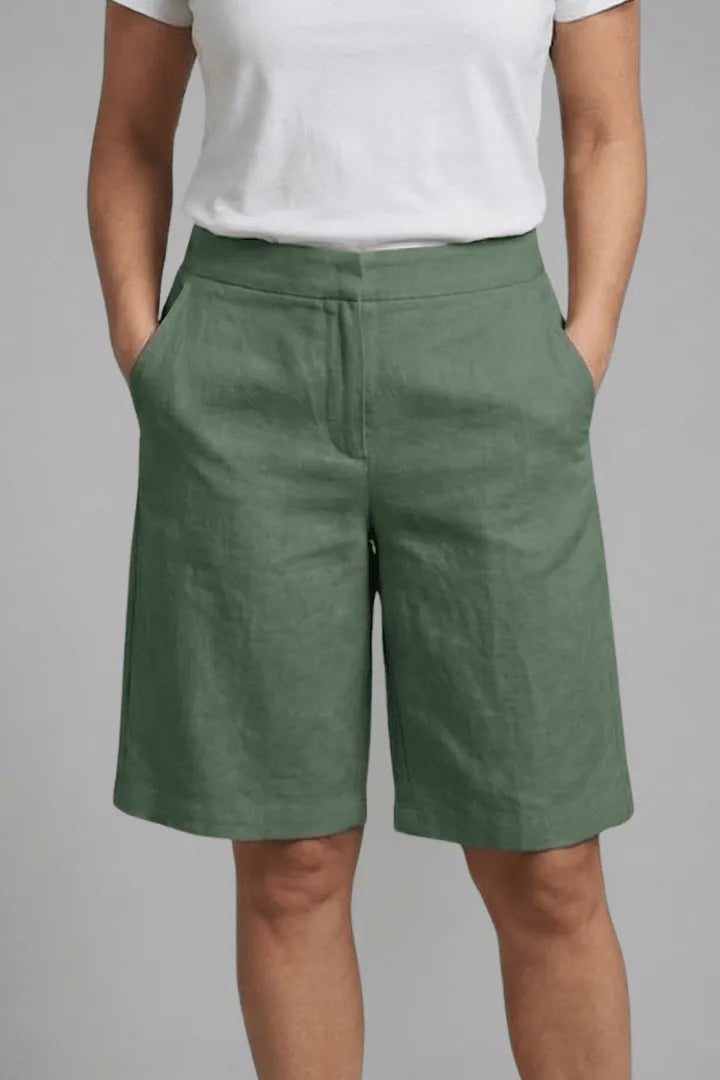 Women Shorts Casual Cotton Blend High Waist Regular Fit
