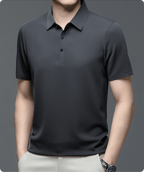 Silk Polo Shirt for Men | Short Sleeve Lightweight 3D Woven Texture