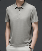 Silk Polo Shirt for Men | Short Sleeve Lightweight 3D Woven Texture