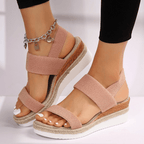 Women's orthopedic platform sandals with elastic straps, lightweight sporty sole