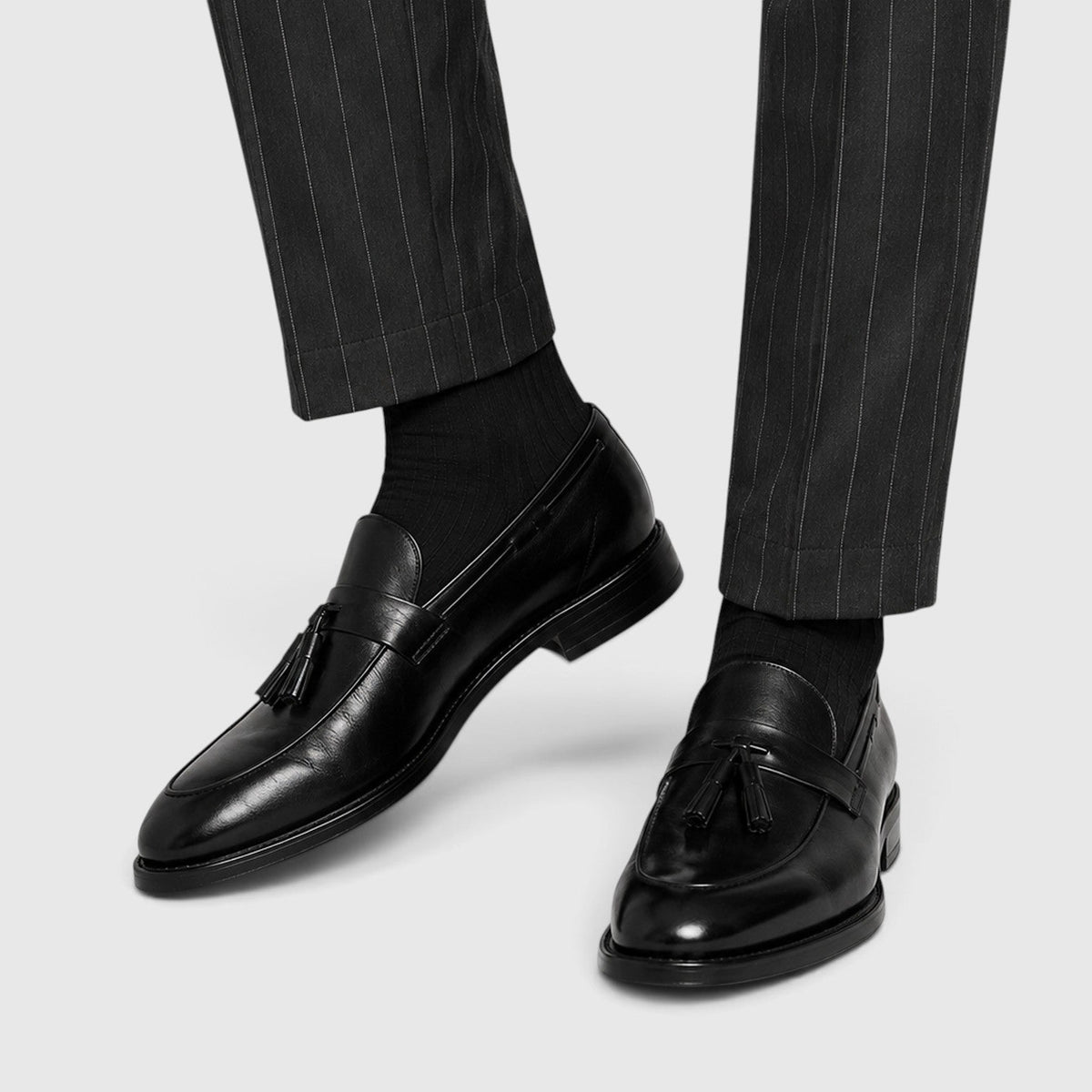 Mens Leather Tassel Loafers | Slip-On Elegant Dress Shoes