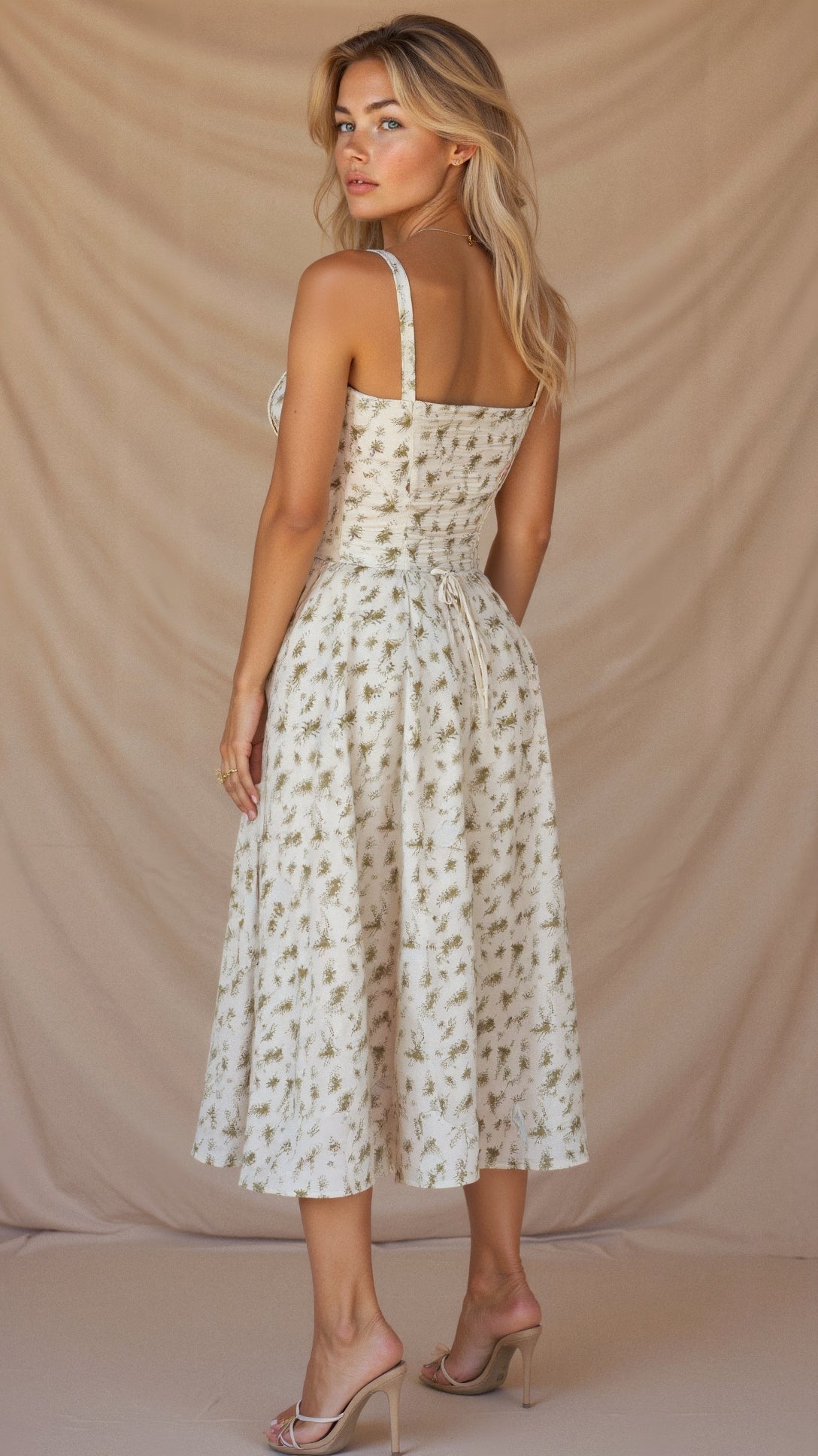 Women's bodycon dress with bustier bodice and waist-defining slim fit midi length