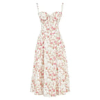 Women's bodycon dress with bustier bodice and waist-defining slim fit midi length