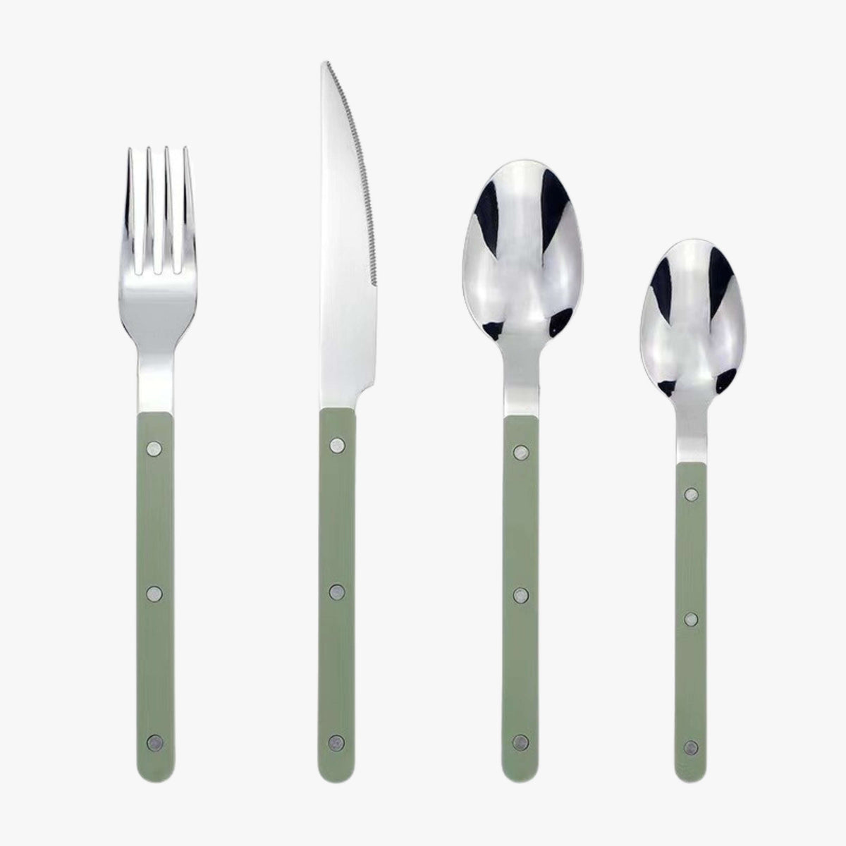 24-piece stainless steel cutlery set with engraved design, serves 6